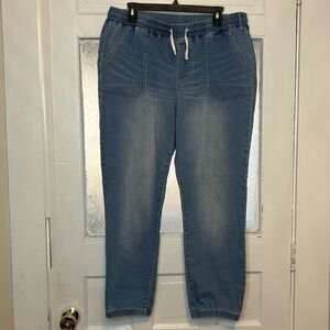 Natural Reflections Women’s Light blue denim drawstring pants elastic ankle L